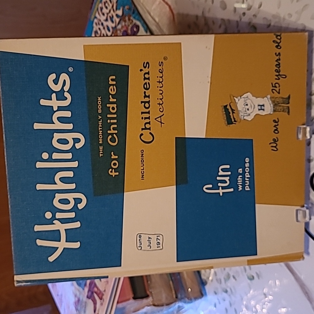 Vintage HIGHLIGHTS BOOK - Kids Activity Book - JUNE-JULY 1971, Hard Cover
